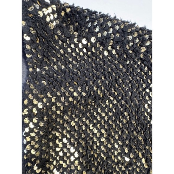 EXPRESS Black‎ Gold Sparkle Sequin Boyfriend Lined Cardigan Sweater Jacket XS - Picture 4 of 12